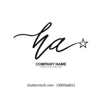 HA Initial Handwriting Logo Template Vector