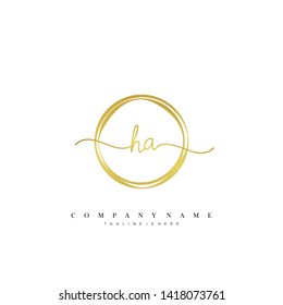 HA initial handwriting logo template vector