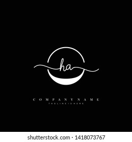 HA initial handwriting logo template vector