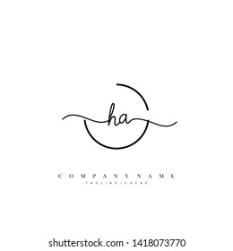 HA initial handwriting logo template vector