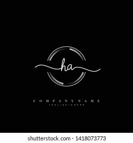 HA initial handwriting logo template vector