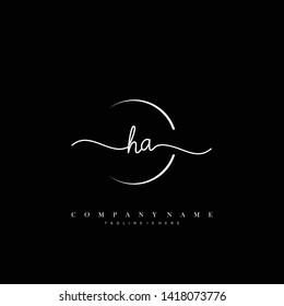 HA initial handwriting logo template vector