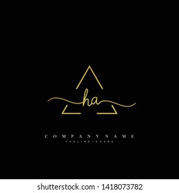 HA initial handwriting logo template vector