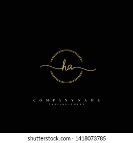 HA initial handwriting logo template vector