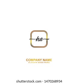 HA Initial handwriting logo template vector