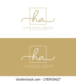 HA Initial handwriting logo template vector