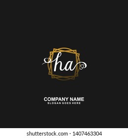 HA Initial handwriting logo vector