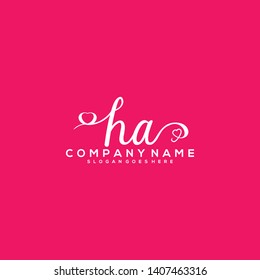 HA Initial handwriting logo vector