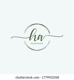 HA Initial handwriting logo vector