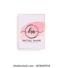 HA Initial handwriting logo vector. Hand lettering Watercolor background for designs.