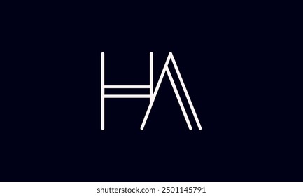 HA initial letter logo design. HA logo design vector in black background.