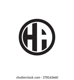 HA initial letters circle monogram logo