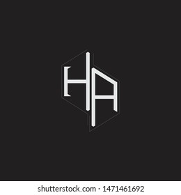 HA Initial Letters logo monogram with up to down style isolated on black background