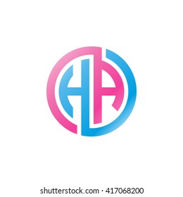 HA initial letters looping linked circle logo blue pink