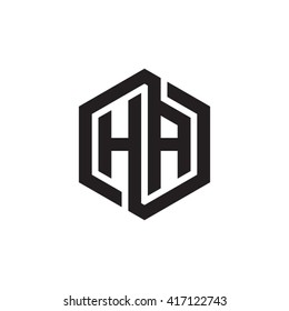 HA initial letters looping linked hexagon monogram logo