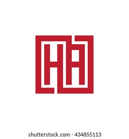 HA initial letters looping linked square logo red