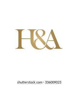 H&A Initial logo. Ampersand monogram golden logo
