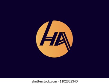 HA Initial Logo designs with circle background