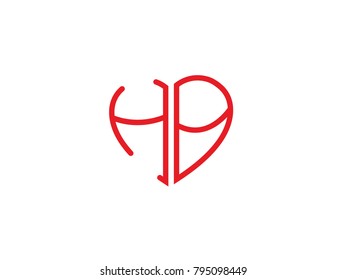 HA initial logo letter with heart shape red colored, logo design for wedding invitation, wedding name and business name.