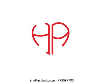 HA initial logo letter with heart shape red colored, logo design for wedding invitation, wedding name and business name.