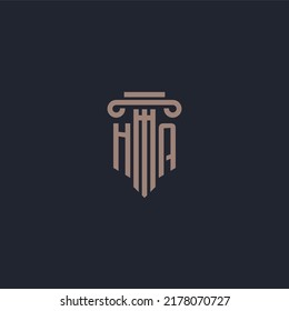 HA initial logo monogram with pillar style design for law firm and justice company