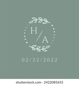 HA initial modern monogram wedding with creative circle line