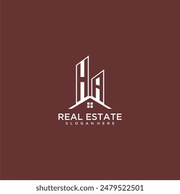 HA initial monogram building and roof logo for real estate