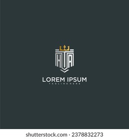 HA initial monogram for crown and shield logo design