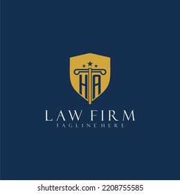 HA initial monogram lawfirm logo with pillar and shield design