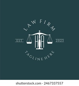 HA initial monogram for lawfirm logo with scale design vector