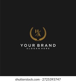 HA Anfangsbuchstabe des Monogramms für Ihr Markenlogo mit Blattbilddesign