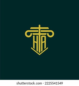HA initial monogram logo design for law firm with pillar vector image