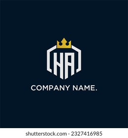 HA initial monogram logo design for hexagon style  crown elegant image