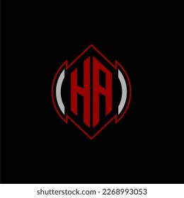 HA initial monogram logo for gaming with Gemoteric line shape style design on isolated background
