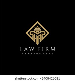 HA initial monogram logo for lawfirm with pillar in creative square design