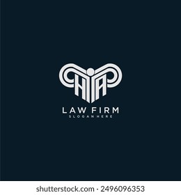 HA initial monogram logo lawfirm with pillar design