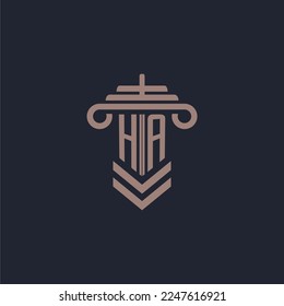 HA initial monogram logo with pillar design for law firm vector image