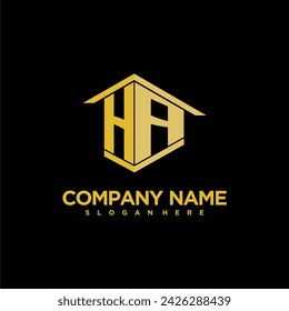 HA initial monogram logo for real estate with creative building style design