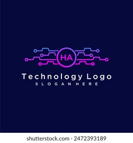 HA initial monogram for technology logo with circle style design