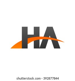 HA initial overlapping swoosh letter logo black orange