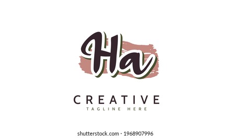 HA Initials, handwriting logo vector