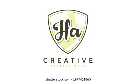 HA Initials, handwriting logo vector