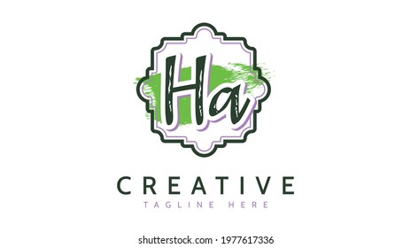 HA Initials, handwriting logo vector