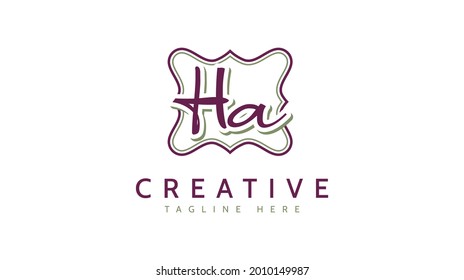 HA Initials, handwriting logo vector