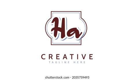 Iniciales HA, vector de logotipo de escritura a mano