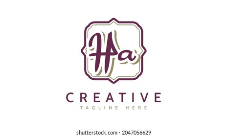 HA Initials, handwriting logo vector