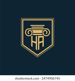 HA Initials Law Firm Logo Lawyer logo with creative law element