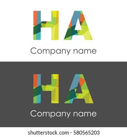 HA letter abstract mosaic shape icon colorful