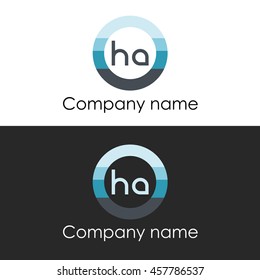 HA letter circle shape icon logo white blue