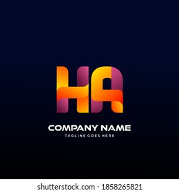 HA Letter initial Logo Vector With colorful, logo for media business